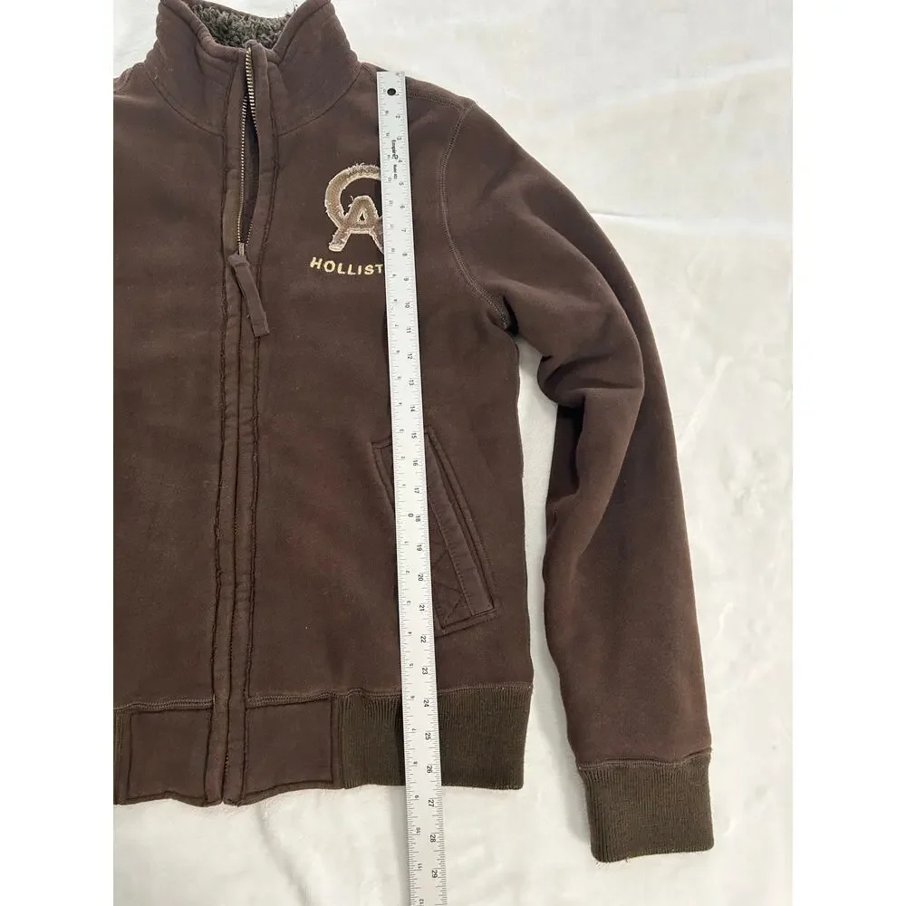 Vintage Hollister Y2K Sherpa Lined Zip Up Jacket Men's Medium